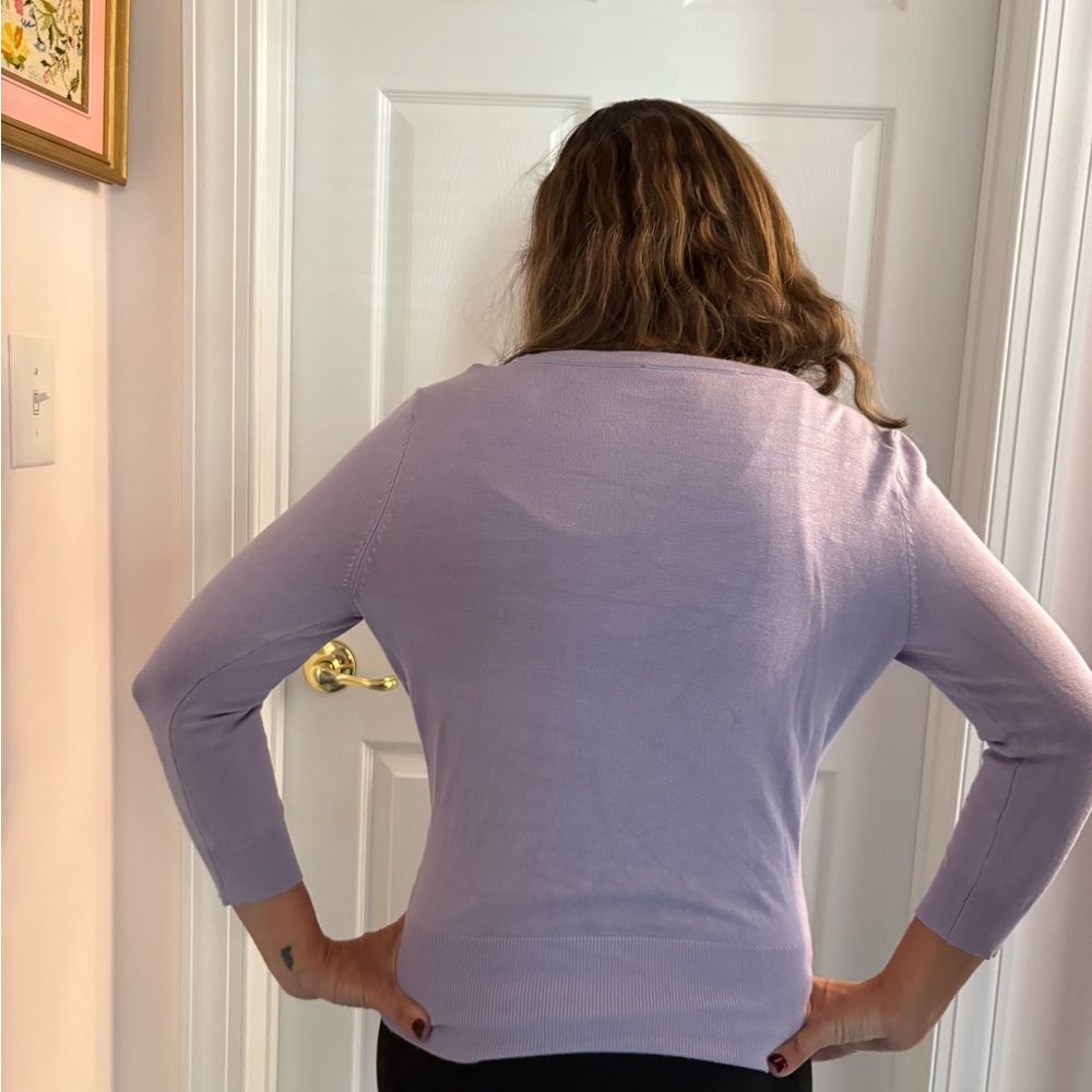 White House Black Market Lilac Long Sleeve Top